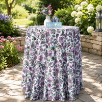 Nappe ronde florale personnalisée de 132 pouces en tissu premium pour la maison, l'hôtel, la cuisine, les fêtes et les événements, en faux lin
