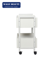 Chariot de rangement pour salon de beauté blanc, chariot utilitaire roulant avec 2 tiroirs, étagère ouverte, verrou et roulettes