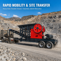 Concasseur à mâchoires mobile industriel pour le concassage de roches dures, de minerai d'or, de quartz, de matériaux de construction et de minerais pour l'exploitation minière