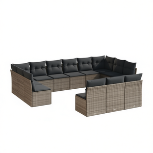 Ensemble de canapés de jardin en rotin gris, 10 places, meubles d'extérieur résistants aux intempéries, design contemporain - Product Image 1