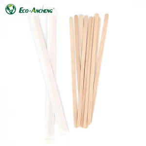 Good Quality Food Grade Bamboo Wooden Tea Coffee Sticks Stirrers Eco-friendly Wrapped Drink Stirrers