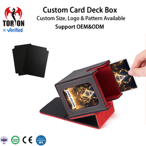   Boîte de rangement personnalisée en gros pour 100+ cartes à double pochette avec double fenêtre de visualisation, étui en cuir PU à fermeture magnétique pour jeux TCG CCG - Product Image 1