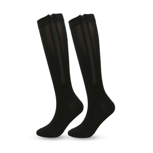 Chaussettes de compression unisexe pour hommes et femmes, soutien du genou, fermeture éclair, bout ouvert, fines, anti-fatigue, extensibles, hautes - Product Image 3