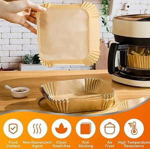 8 Inch 100pcs 125pcs Disposable Air Fryer <strong>Liner</strong> Square Oil-proof Parchment Paper <strong>Liners</strong> Water-proof <strong>Airfryer</strong> Baking Paper - Product Image 4