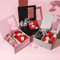 Boîtes pour fleurs, boîte ronde en carton de luxe rose en daim, boîtes à fleurs en velours, boîtes à roses