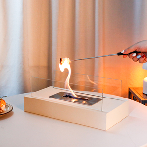 Foyer de table populaire en métal blanc de rectangle de <span class=keywords><strong>cheminée</strong></span> de <span class=keywords><strong>bio</strong></span><span class=keywords><strong>éthanol</strong></span> <span class=keywords><strong>pour</strong></span> le décor extérieur de table de jardin - Product Image 4