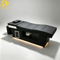 Nouveau lit de lavage multifonctionnel à LED avec revêtement en cuir PU et structure en fibre de verre, durable et réglable pour usage commercial en salon