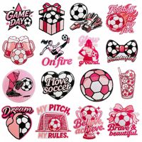Patchs de football roses brodés thermocollants pour femmes et jeunes filles, style sportif et cool