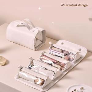 Bolsa de Maquillaje de Viaje Enrollable 4 en 1 Personalizable, Bolsa de Aseo Colgante de Gran Capacidad, Bolsa de Cosméticos Transparente con Cremallera Extraíble - Product Image 4