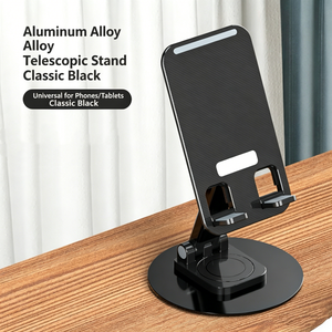 Support de <span class=keywords><strong>téléphone</strong></span> portable rotatif à 360°, pliable, réglable, rond, en métal, pour bureau et voyage, étanche et amortissant - Product Image 2