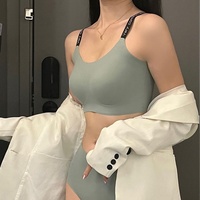 Ensemble soutien-gorge et culotte en nylon sans couture, style gothique, avec bonnets fixes froncés, pour étudiantes