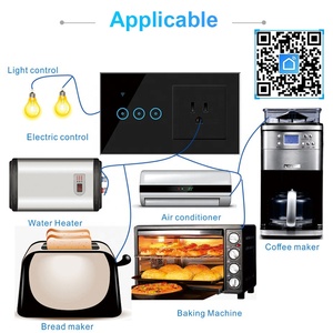Prise électrique standard américaine, interrupteur mural intelligent sans fil Tuya, 2 gang, 2200W, commande de lumière WiFi, écran tactile - Product Image 6