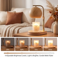 Lampu Pemanas Lilin Modern Tanpa Api dengan Desain Kayu dan Kap Besi yang Dapat Disesuaikan untuk Lilin dalam Stoples