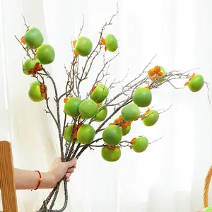 批发水果装饰模型家居客厅装饰仿真花果枝人工柿子