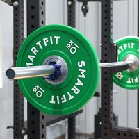 SMARTFIT Pelat Bumper Urethane Berkualitas Tinggi untuk Kompetisi 10 hingga 55 LBS Set Angkat Beban Fitness Logo Kustom