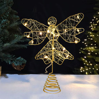 Décor de sommet d'arbre de Noël en forme d'étoile, couleur or et argent, motif visage souriant lumineux, nouveau style créatif, modèle 010