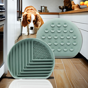 <b>Silicone</b> Dog Feeding <b>Mat</b> Rounded Non-Slip Slow Feeder Puzzle Pad for Indoor Use Waterproof Solid Color Design - Product Image 2