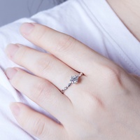 Bague Solitaire en Argent 925 avec Moissanite Diamant de 0,5 Carat, Taille Ronde Brillante D VVS1, Sertie sur Bande Torsadée à 6 Griffes