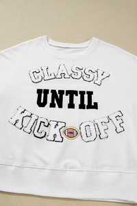 <span class=keywords><strong>Felpa</strong></span> allentata con lettere di <span class=keywords><strong>peluche</strong></span> da <span class=keywords><strong>donna</strong></span> di classe fino al calcio d'inizio - Product Image 5