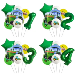 绿色数字气球氦气拖拉机婴儿生日箔气球套装派对装饰品用品生日快乐气球