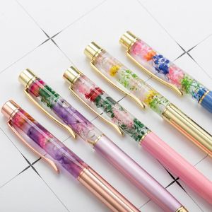 Stylo bille créatif DIY à fleurs séchées et spécimens végétaux, style japonais et coréen, à base d'huile, pour la création de boules de fleurs - Product Image 2