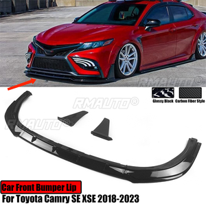 ลิ้นกันชนหน้ารถยนต์สำหรับ Toyota Camry SE XSE ปี 2018-2023 สปลิตเตอร์ สปอยเลอร์ ดิฟฟิวเซอร์ วิงเล็ท ลายคาร์บอนไฟเบอร์ สีดำเงา 5 ชิ้น - Product Image 1