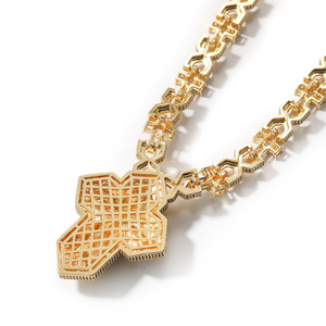 Kalung Hip-Hop Eropa Amerika untuk Pria, Berhiaskan Zirkon, Rantai Bambu Berlapis Dua Warna, Liontin untuk Wanita - Product Image 5