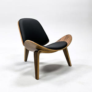 Fauteuil en cuir avec coque en bois massif, chaise de salon rétro à structure en bois, chaise à dossier ergonomique pour salon et chambre, personnalisable - Product Image 3