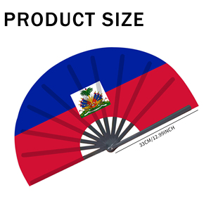 Abanicos Plegables de Bambú con la Bandera de Haití al por Mayor, Abanico de Mano para Carnaval, Boda, Festival, Fiesta, Agencia de Viajes - Product Image 2