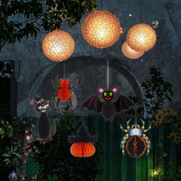 NOUVELLE ARRIVÉE Décoration en papier nid d'abeille pour Halloween, pendentif artisanal, sorcière, citrouille, ornement d'ambiance extérieur pour vitrine, convient à tous les âges