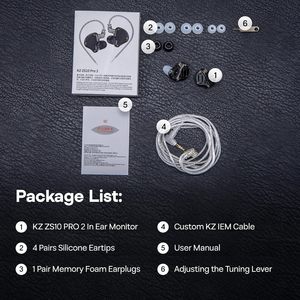 Auriculares Intrauditivos KZ ZS10 <span class=keywords><strong>PRO</strong></span> 2 con 1DD+4BA, Auriculares HIFI para DJ, Monitor de Escenario, Auriculares IEM Profesionales para Audiófilos, Auriculares Deportivos para Juegos - Product Image 6