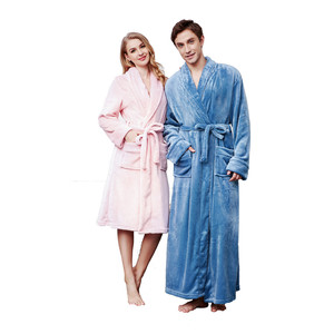 Autunno inverno <span class=keywords><strong>camicia</strong></span> <span class=keywords><strong>da</strong></span> <span class=keywords><strong>notte</strong></span> di flanella con colletto di frutta allungata risvolto di corallo di prima generazione per <span class=keywords><strong>donna</strong></span> uomo modello solido - Product Image 3