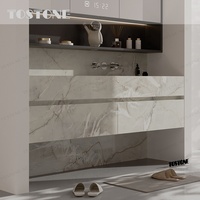 Tostone Meuble-lavabo de salle de bain en marbre minimaliste double vasque, structure étanche pour la rénovation d'appartements et la conception intérieure