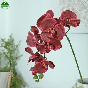 OEM 8 सिर आर्किड लेटेक्स कृत्रिम Phalaenopsis ऑर्किड फूल ऑर्किड पौधों