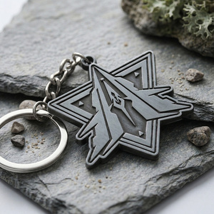 Portachiavi Vintage Personalizzato con Dettagli Raffinati, Placcato Argento Anticato, a Forma di Stella, in Lega di Zinco Riciclata Pressofusa - Product Image 4