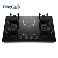 Table de cuisson encastrable 5 brûleurs (4 gaz, 1 plaque vitrocéramique à induction infrarouge électrique) pour comptoir, compatible gaz GPL/GN