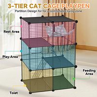 Enclos pour chat à 3 niveaux DIY, parc pour chat intérieur et extérieur avec hamac, cage en fil métallique détachable, cage pour chat