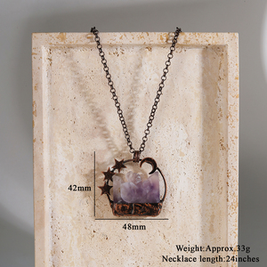 Kalung Liontin Batu Permata <span class=keywords><strong>Amethyst</strong></span> Perunggu Alami Star and Moon Hot <span class=keywords><strong>Sale</strong></span> untuk Wanita Unisex Pesta Grosir - Product Image 3