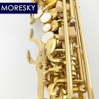 MORESKY Soprano Saxophone Gold Lacquer Finish Black Bb Brass Wind Instrument with Bakelite Head SS-101