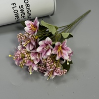 Fleur artificielle en soie réaliste, petite fleur de lys 3D, 6 tiges, 18 têtes, pour mariage, accessoires de photographie, décoration de maison et de bureau