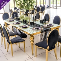 Meubles de luxe en acier inoxydable or noir chaises de banquet d'hôtel et ensembles de table pour mariage