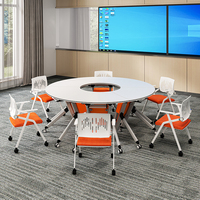 Table d'étude mobile pliable avec chaise pour enfants, idéale pour les salles de formation et les écoles