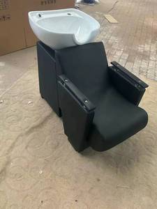 Sillón de Peluquería Moderno de Acero Inoxidable con Lavacabezas Negro para Salón de Belleza y Barbería, Material Metálico Resistente - Product Image 2