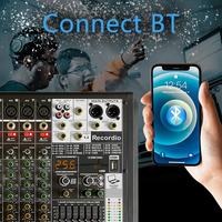 Contrôleur DJ GAX-MD8 Pro 8 canaux avec 256 effets DSP Reverb, BT 5.0, cartes son USB et mixeurs, micro à condensateur pour l'enregistrement