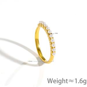 Anillo de Eternidad de Acero Inoxidable con Baño de Oro de 18K para Mujer - Banda Texturizada con Diseño de Puntas Compartidas, Moderno, de Lujo Discreto, para Uso Diario - Product Image 5