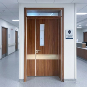 Portes de clinique en bois pré-assemblées HPS HPL, design moderne, norme CE, avec vitre, pour cliniques et hôpitaux - Product Image 2