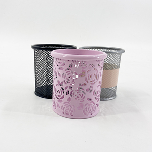 Table Top <strong>Lovely</strong> Sleeve Big Flat Vertical Elegant Attachable Desk Organizer Metal Mesh Pen <strong>Holder</strong> - Product Image 5