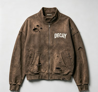 Vêtements en gros OEM : Veste oversize délavée à l'acide, effet usé, délavée par le soleil, style grunge vintage streetwear, impression DTG Kornit