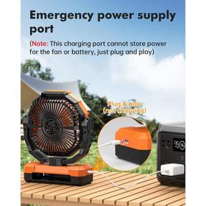 Db 9 Inch Rechargeable Table <b>Fan</b> 12000Mah 4 Speeds With Light For <b>Camping</b> Household Use Orange - Product Image 4