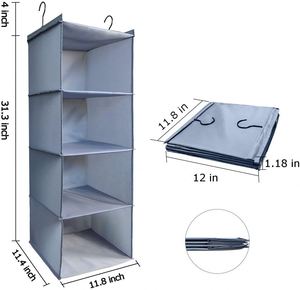 Hanging Closet Organizer and Storage 4-<b>Shelf</b> Foldable Hanging Wardrobe Storage <b>Shelves</b> Washable Oxford Cloth Fabric - Product Image 3